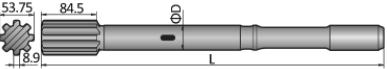 Adaptador de haste COP/BBC Atlas Copco COP 1440, COP 1550, COP 1638, COP 1838, COP 2238