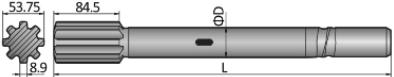 Adaptador de haste COP/BBC Atlas Copco COP 1440, COP 1550, COP 1638, COP 1838, COP 2238